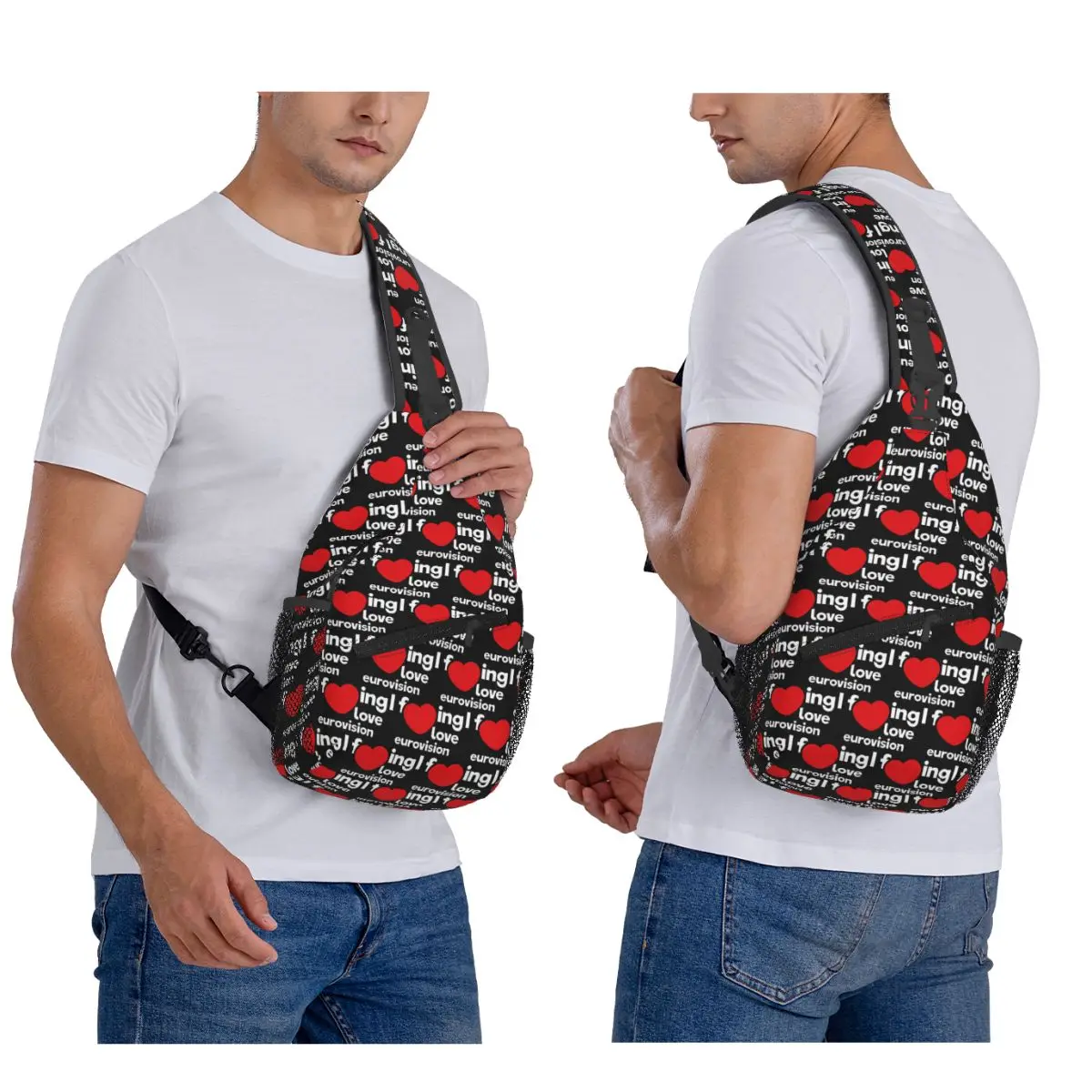 

I Love Eurovision - Rainbow Pattern Chest Bag Men Sling Crossbody Backpack Chest Bag Travel Hiking Daypack Shoulder Bag
