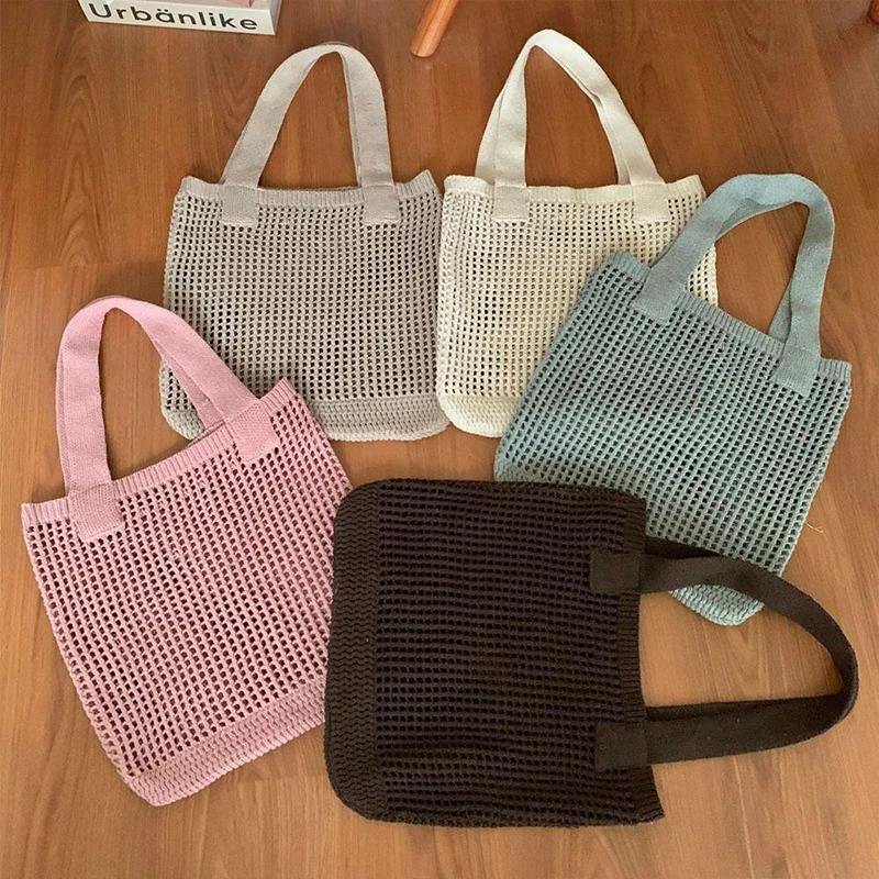 

Knitted Bag Minimalist Woven Bag Mesh Hollow Women's Shoulder Bag Tote