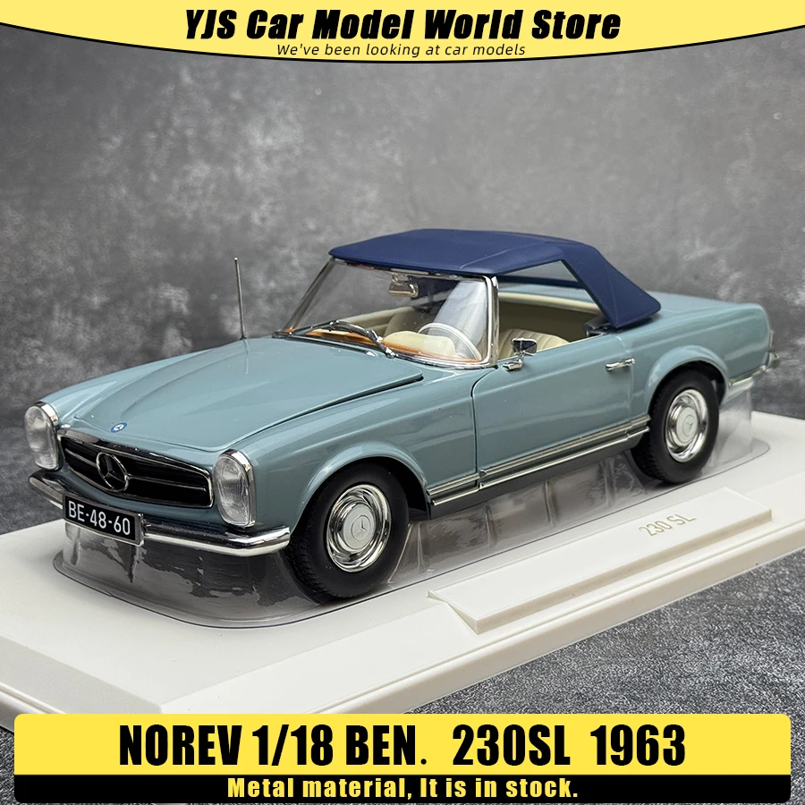 Modelo em miniatura NOREV 1:18 Ben. Modelo de Carro Metálico 230sl 1963, Ornamento de Coleção de Carros Clássicos