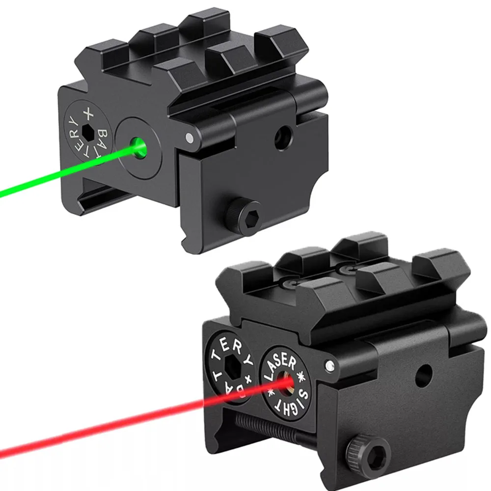 Green/Red Dot Laser Sight Airsoft Rifle Pistol Laser Sight with Double 20mm Picatinny Rail Mount for Outdoor Hunting Shooting