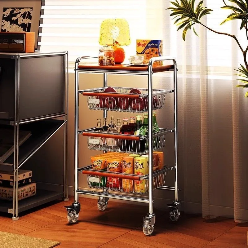 Wohnzimmer Sofa Seite multifunktionale bewegliche Snackwagen Ecke mehrschichtige Lagerregal Magazin Zeitung Metall Aufbewahrungskorb