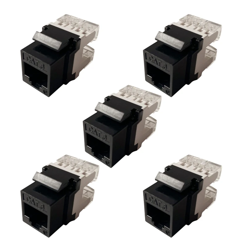 5 Pieces Cat6 RJ45 Keystone Jacks Slim Profile, Ethernet Wall Jack Punch Down, Cat5e Keystone Module Connector P9JB