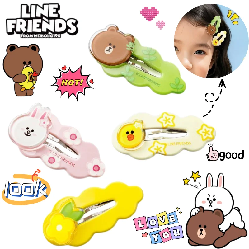 

LINE FRIENDS Brown Cony Sally Cartoon Cute Kawaii Girl Hairpin Personality Creative Two-dimensional All-match Side Bangs Clip