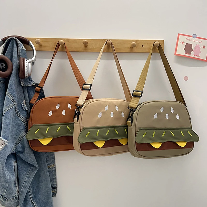 

Women's Crossbody Bags New Creative Cartoon Burger American Kawaii Funny Cute Sweet Retro Versatile Lightweight Shoulder Bags