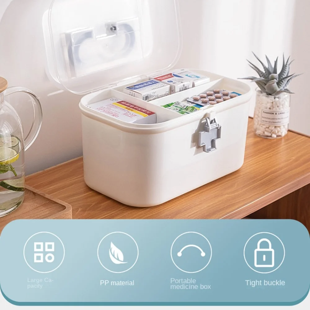 Mehrschichtige, große Pillendose, wasserdichter Medizinschrank mit großer Kapazität, Medikamenten-Tablettendose, weiße Medikamenten-Aufbewahrungsbox – Detail 3