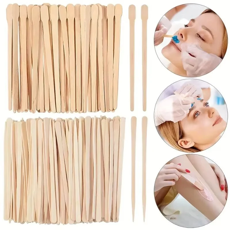 100PCS Wooden Hair Removal Stick Women Disposable Depilation Spatula Wax Sticks For Hair Removal And Smooth Skin Unisex