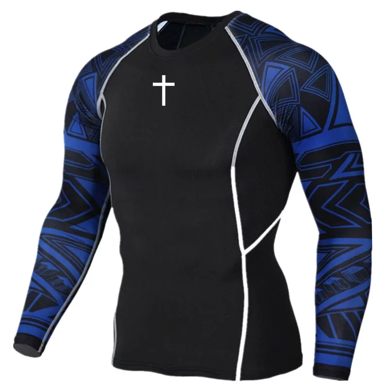 Compression Sun Protection Shirt Men Rashgarda MMA Long sleeves Running T-shirt Quick dry Gym Sweat Sports New Tops & Tees 2024