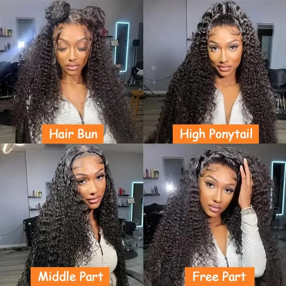 360 شعر مستعار دانتيل كامل منتفخ Hd البرازيلي موجة عميقة الباروكات شعر الإنسان 100% مجعد الدانتيل الباروكة الأمامية حزام غير مرئي 250 الكثافة 40In