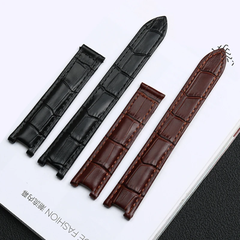 Cowhide watchband Concave 18*10mm 20*12mm watch strap Calfskin Bracelet Folding Buckle For Cartier PASHA W3108 Watchband