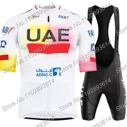 Maglia da ciclismo degli emirati arabi uniti Pogacar 2024 Team Set abbigliamento bianco Kit manica corta da uomo camicia da bici da strada pantaloncini con bretelle da bicicletta abbigliamento MTB Maillot