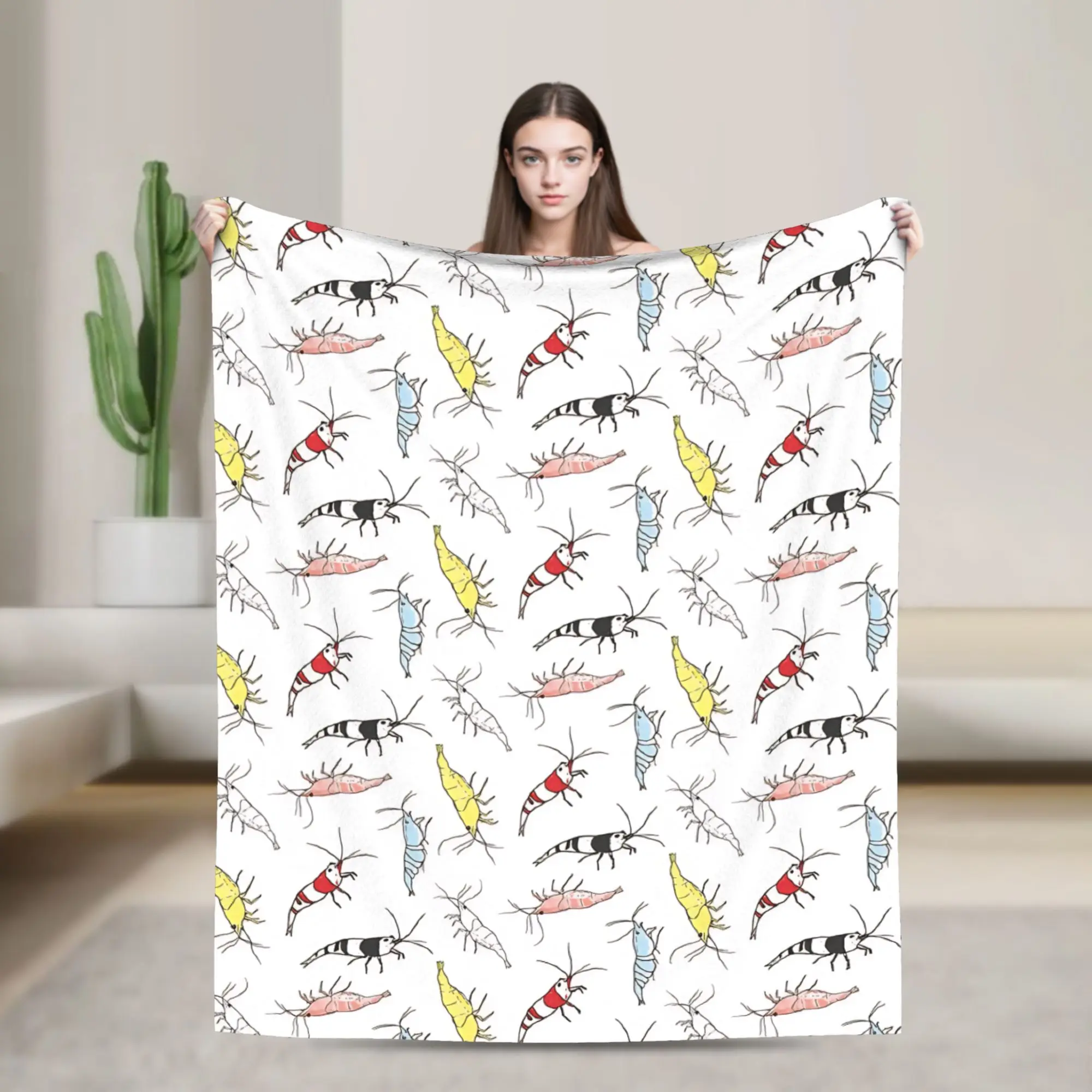 

Fancy Ornamental Aquarium Shrimp Partten Blanket Flannel Awesome Warm Throw Blankets for Bedspread All Season,