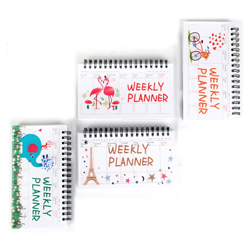 Cuaderno Kawaii portátil, Agenda, diario, planificador mensual semanal, organizador de estudiantes, horario escolar, papelería