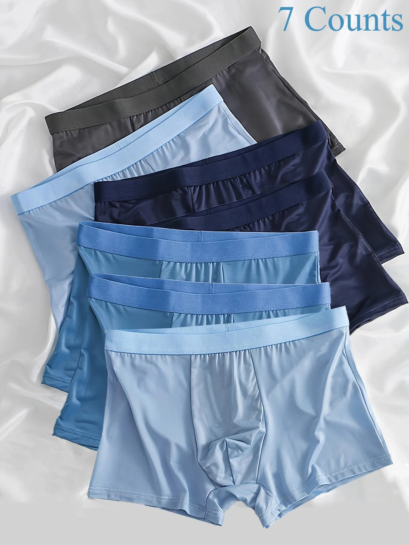 【 طقم مكون من 7 قطع 】 سراويل داخلية رجالية من الحرير الجليدي، رائعة، قابلة للتنفس، مرنة للغاية وسريعة الجفاف، طراز متعدد الألوان