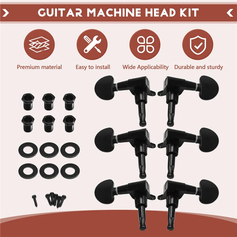 Dropship-6PCS Accordatori di bloccaggio Teste di accordatura Puntali per accordatura di corde di bloccaggio Accordatore Macchina per chitarra elettrica 3L + 3R