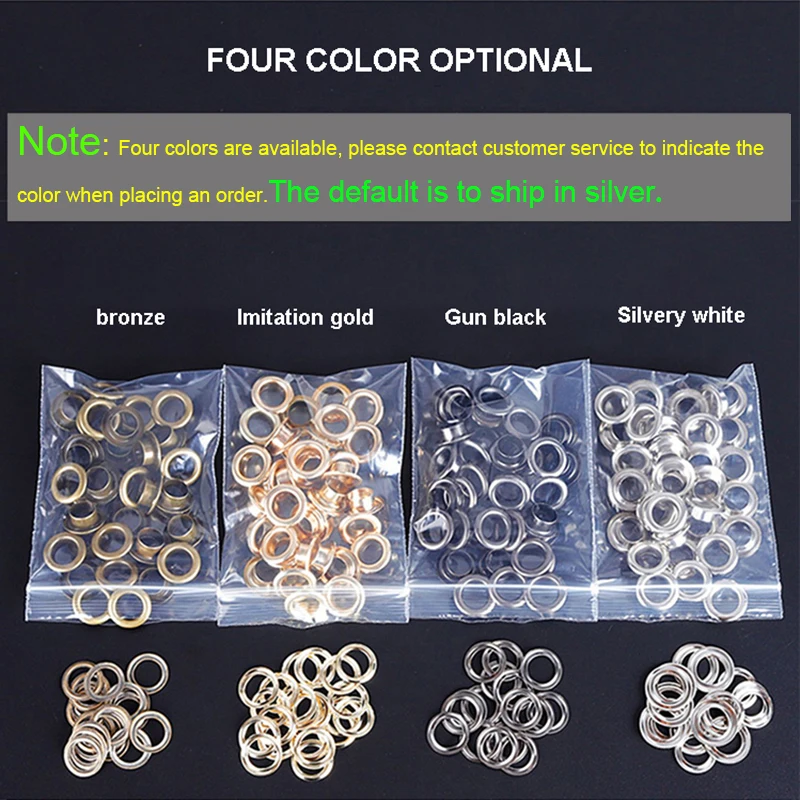 1000set With Washer Metal Eyelets Canvas Clothes Curtains Plush Toys Scrapbooking Tarpaulin Grommet Kit Applicator Sewing Eyelet