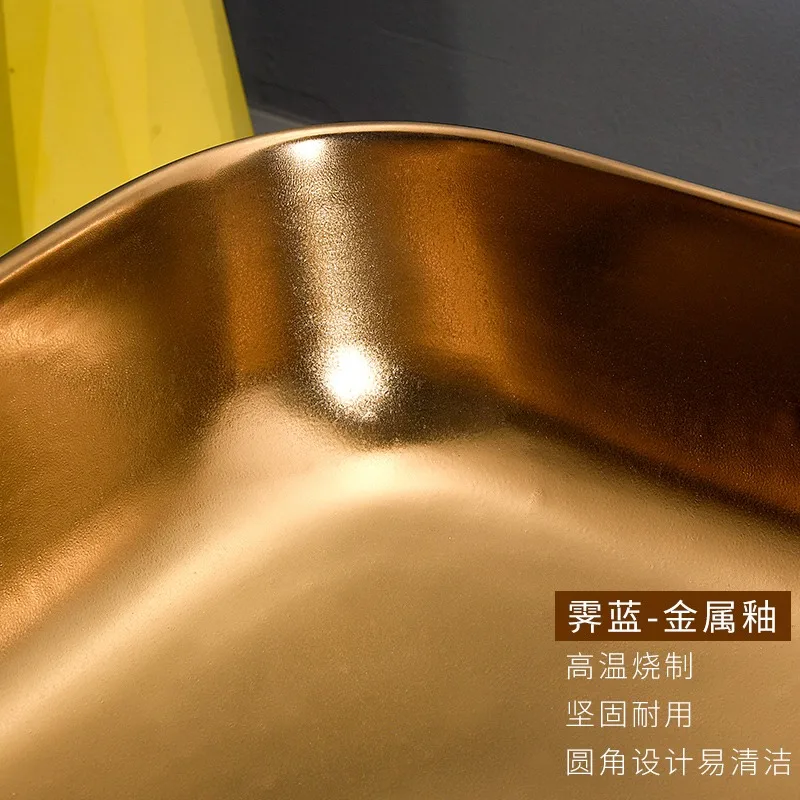 Lavabo de scène d'art carré, lavabo en céramique, lavabo de salle de bain d'hôtel