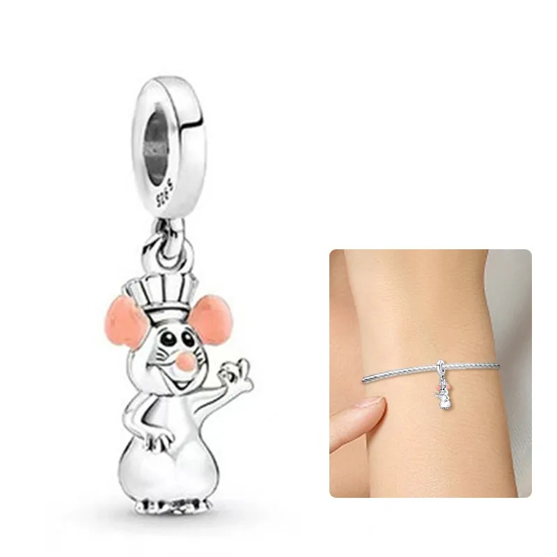 2025 رائجة البيع دلايات الخرزة 925 فضة موافق لفتة الفئران استرخى صالح الإسورة سوار قلادة مجوهرات ذاتية الصنع #2