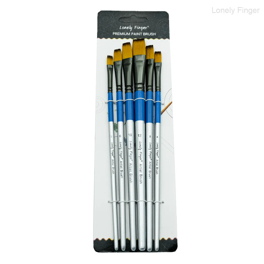 

Flat Paint Brushes Set, 6 Pcs Artist Paintbrushes for Acrylic Oil Watercolor Gouache Painting