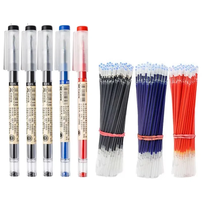 3-12pcs/set Fine Point Pen 0.35mm Black Blue Red Ink Gel Pen Ballpoint Pen School Office Student Writing Stationery Supply