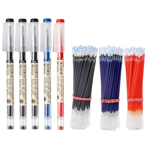 3-12 st/set Fine Point Pen 0,35 mm Svart Blå Röd Bläck Gelpenna Kulspetspenna Skola Kontor Student Skrivmaterial 10 best sales tunn penna - №1