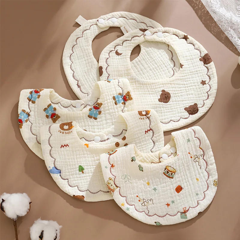 Cute Baby bavaglini Cartoon Bear Rabbit asciugamano Saliva a scatto regolabile neonato Boy Girl panno di Burp di cotone morbido