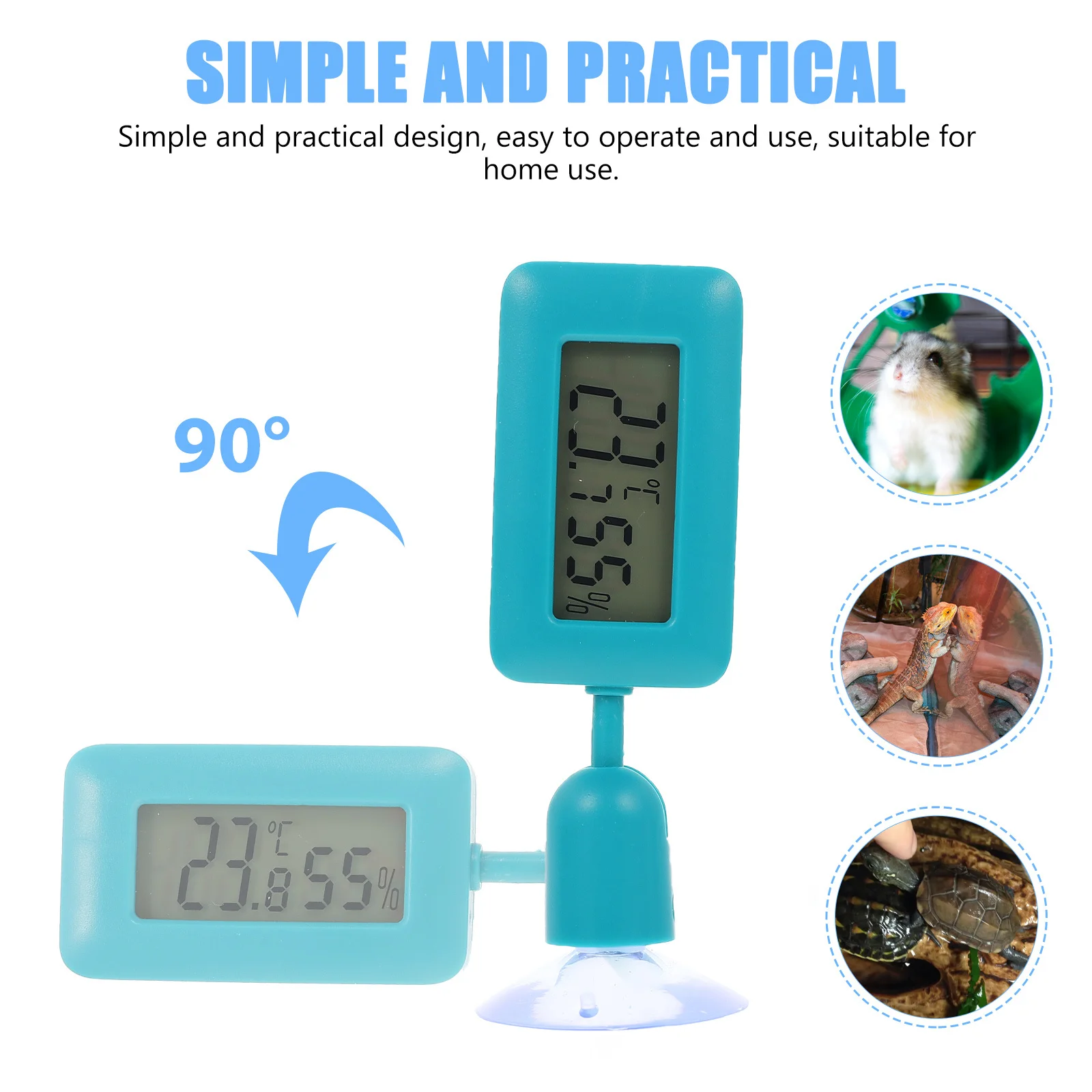

Reptile Thermometer Suction Rotatable Temperature Measuring Device For Leopard Gecko Tank Accessories Humidity
