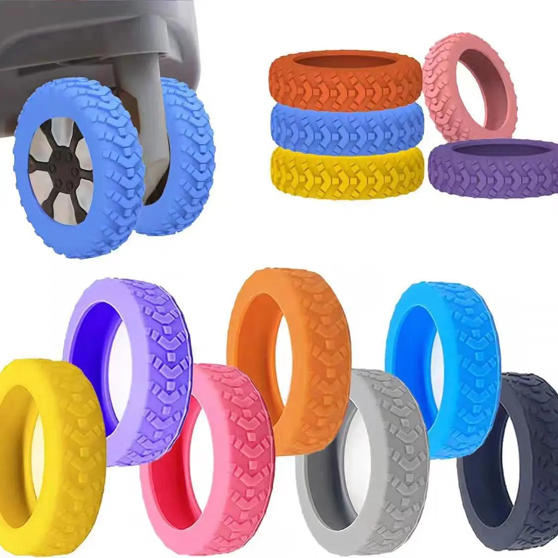 16 قطعة من أغطية عجلات الأمتعة المصنوعة من السيليكون، واقيات عجلات حقيبة الضوضاء وامتصاص الصدمات، لكراسي المكتب #6