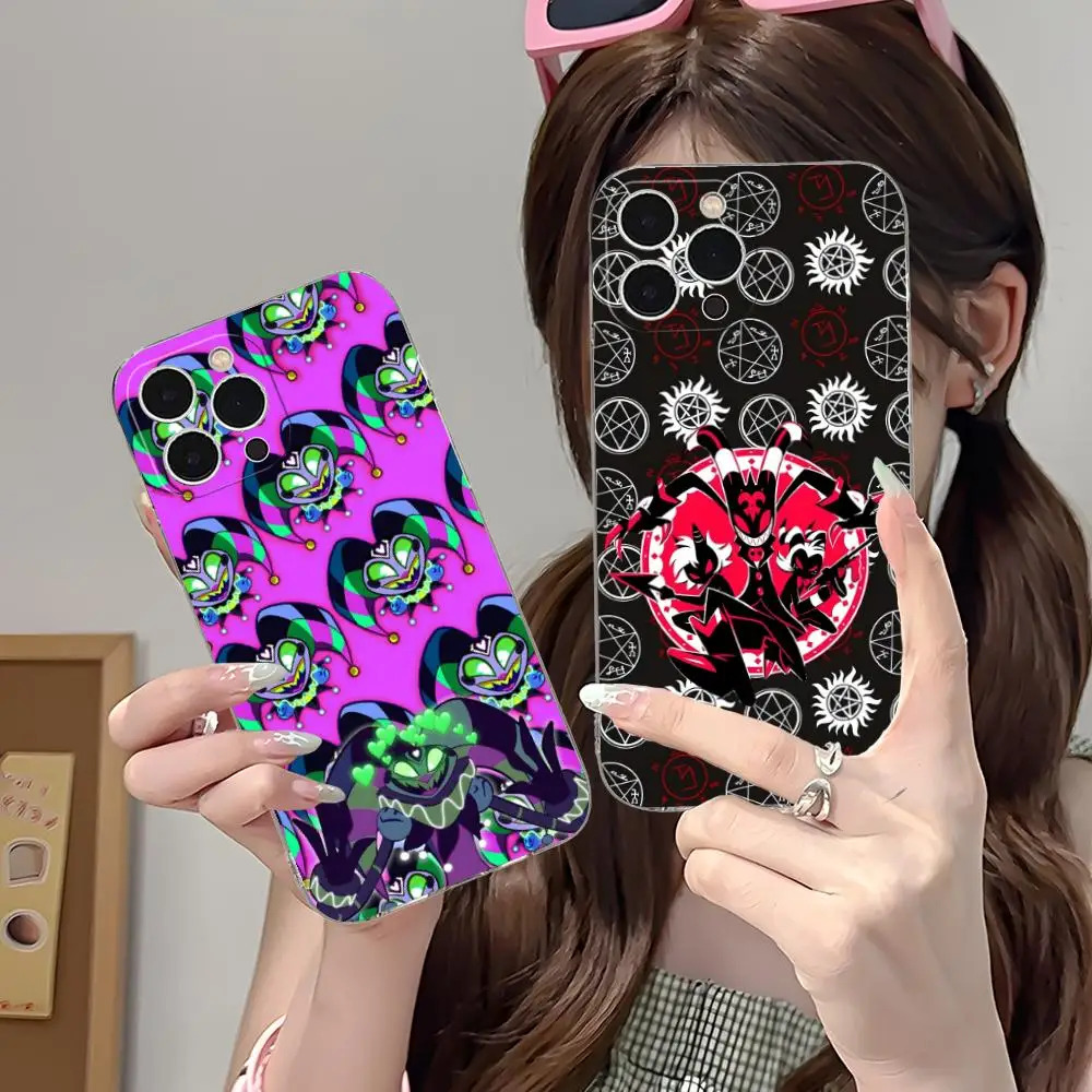 حافظة هاتف محمول H-Helluva Boss لهاتف iPhone 16 15 14 13 12 11 X XR XS 8 6 Pro Max Plus غطاء حماية صغير بلون واضح جميل