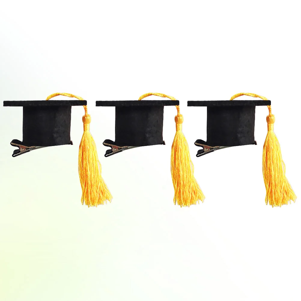 

3 Pcs Hairpins Graduation Hat Design Premium Material Party Doctoral Hairpins Accessories Tassel Barrettes Decorations