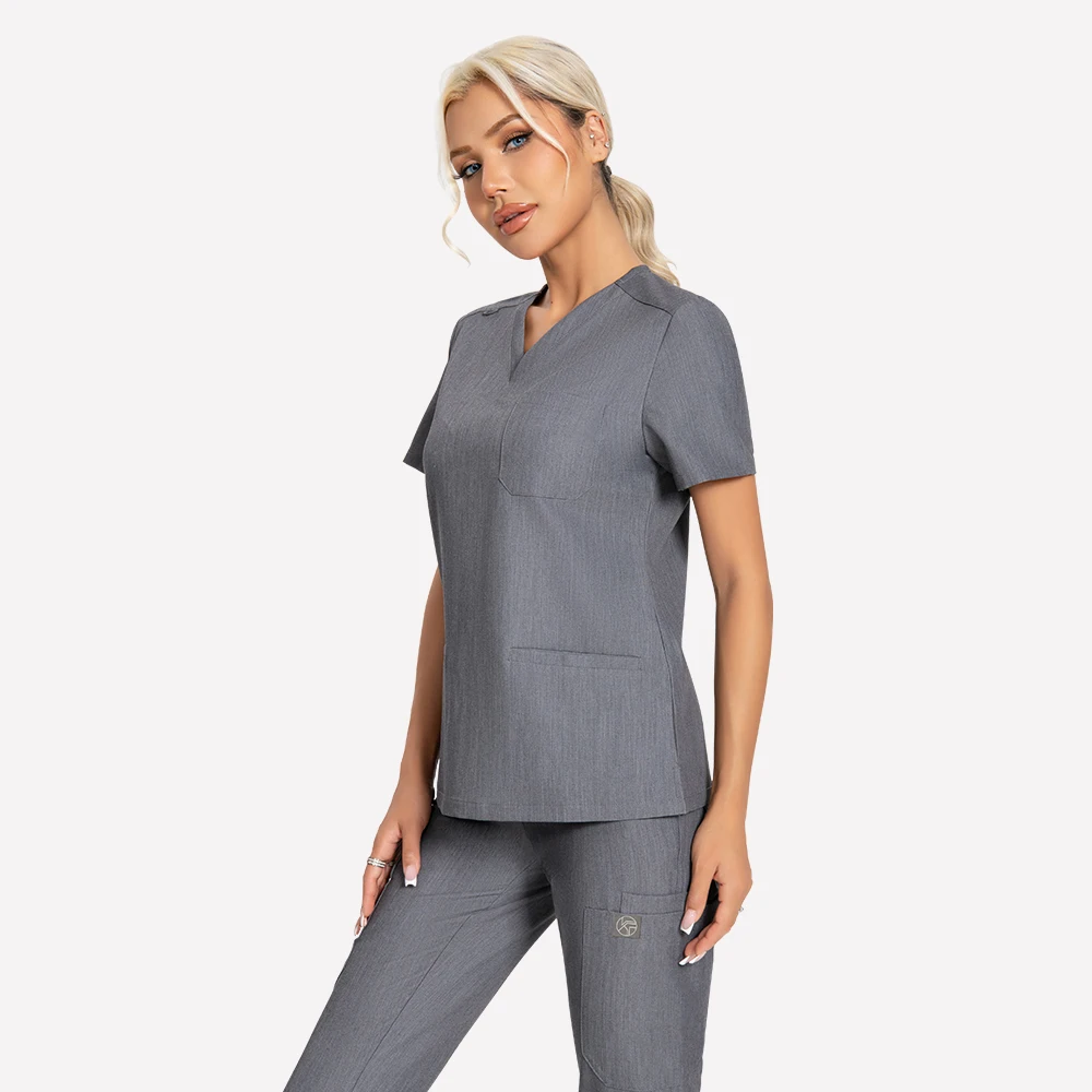 KUNGFU SCRUBS Women's Nursing Clothes Clinic Nurse Scrubs Suit V-neck Fitted Top Pants Medical Uniform Set Made of Soft Fabric