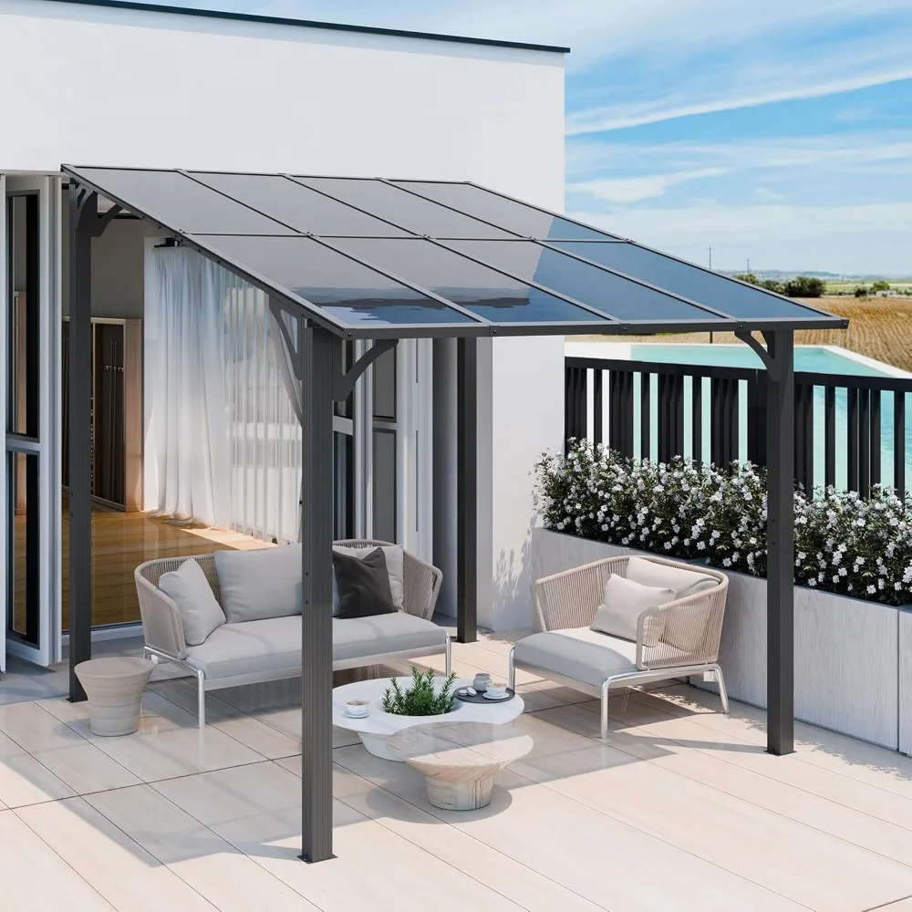 

10’ x 8’ Gazebo for Patio, Large Wall-Mounted Pergola Gazebo on Clearance, Outdoor Lean to Awnings for Backyard, Deck, Patio