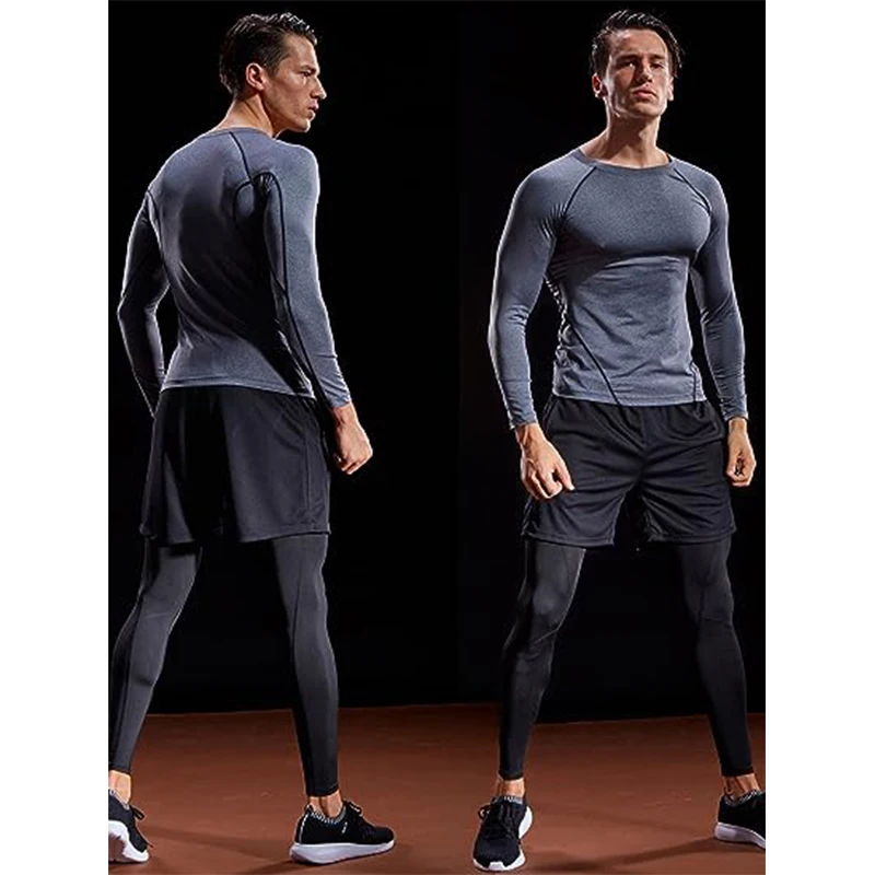 Kompression Langarm T-shirt Männer Elastische Training T-shirt Gym Fitness Workout Strumpfhosen Sport Jersey Athletisch Lauf Shirt Männer – Detail 10