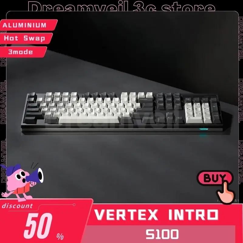 Vertex INTRO S100 Mechanical Keyboard Kit Three Mode Wireless Keyboard Aluminum Alloy Keyboard Kits PC Accessories Customized