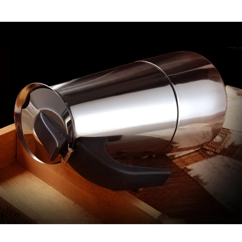 Stainless Steel Induction Stovetop Espresso Maker , Italian Style Coffee with Moka Pot in Modern Chrome-A70Z