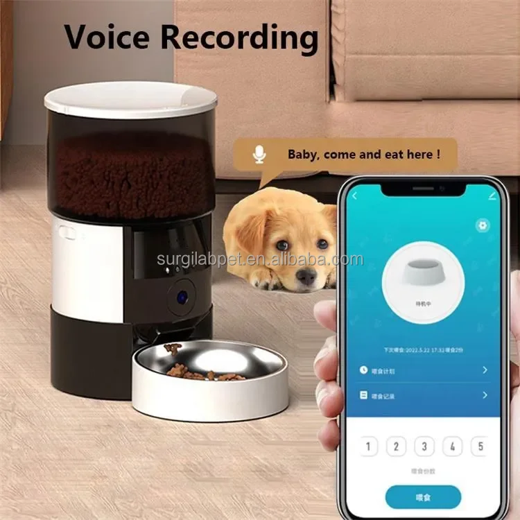 Phone App Control Dog Cat Pet Feeders Recording Dogs Cats Smart  Auto  WIFI Automatic  