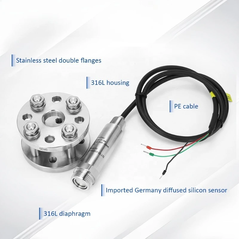 Level gauge flat membrane anti-blockage water level sensor deep well sludge pit water level gauge corrosion resistant