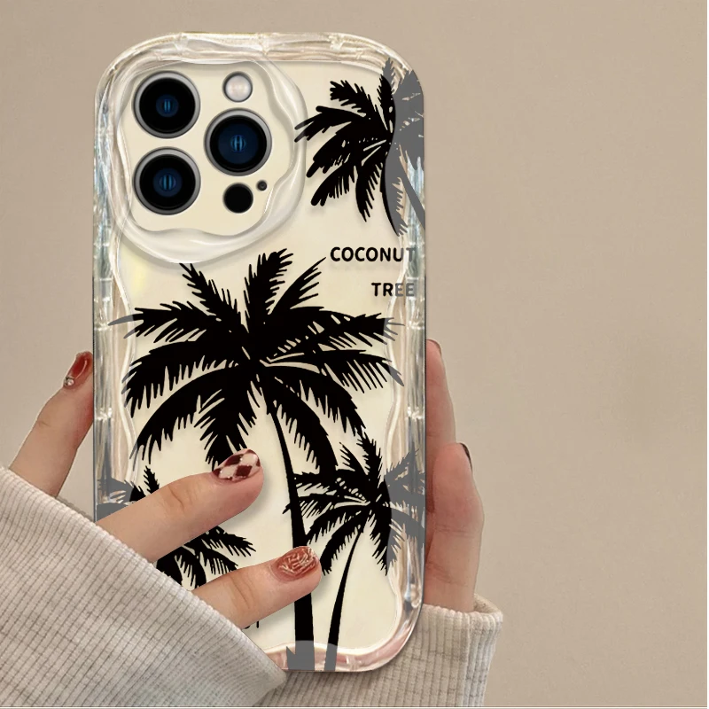 Casing Ponsel Sunset Coconut Tree untuk IPhone 17 Air 16 15 14 13 12 11 Pro Max Plus 16E XR XS X 7 8 Pelindung Belakang Silikon Anti Benturan