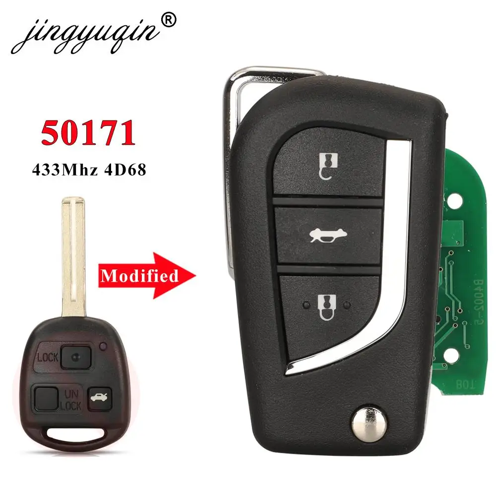 Jingyuqin 50171 aktualizacja TOY48 zdalny klucz składany o 433MHz 4D68 układu dla Lexus LX470 LS430 SC430 RX300/330/350/400 zmodyfikowany Fob