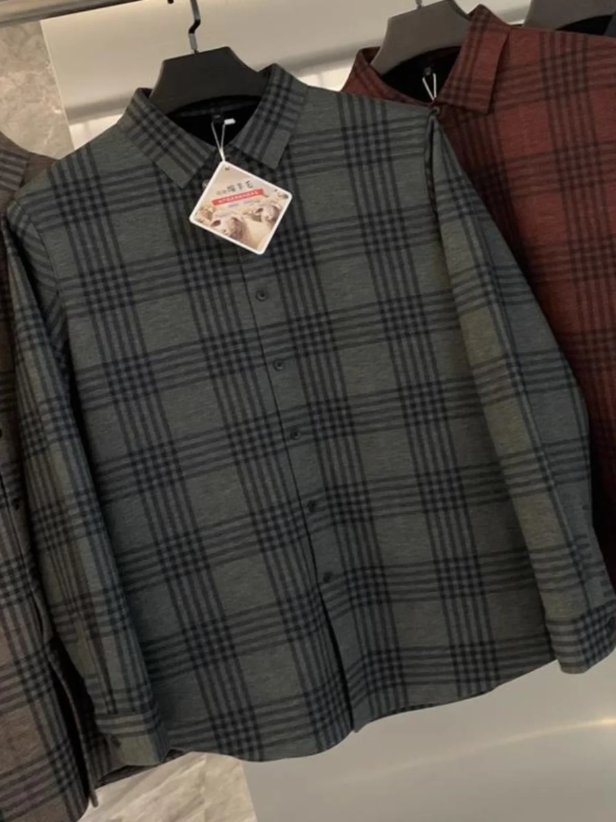 

Классическая мужская рубашка из фланели и шелковой смеси, теплая, в клетку, с воротником, для делового и повседневного стиля, осенне-зимняя, утолщенная, с длинным рукавом, приталенного кроя