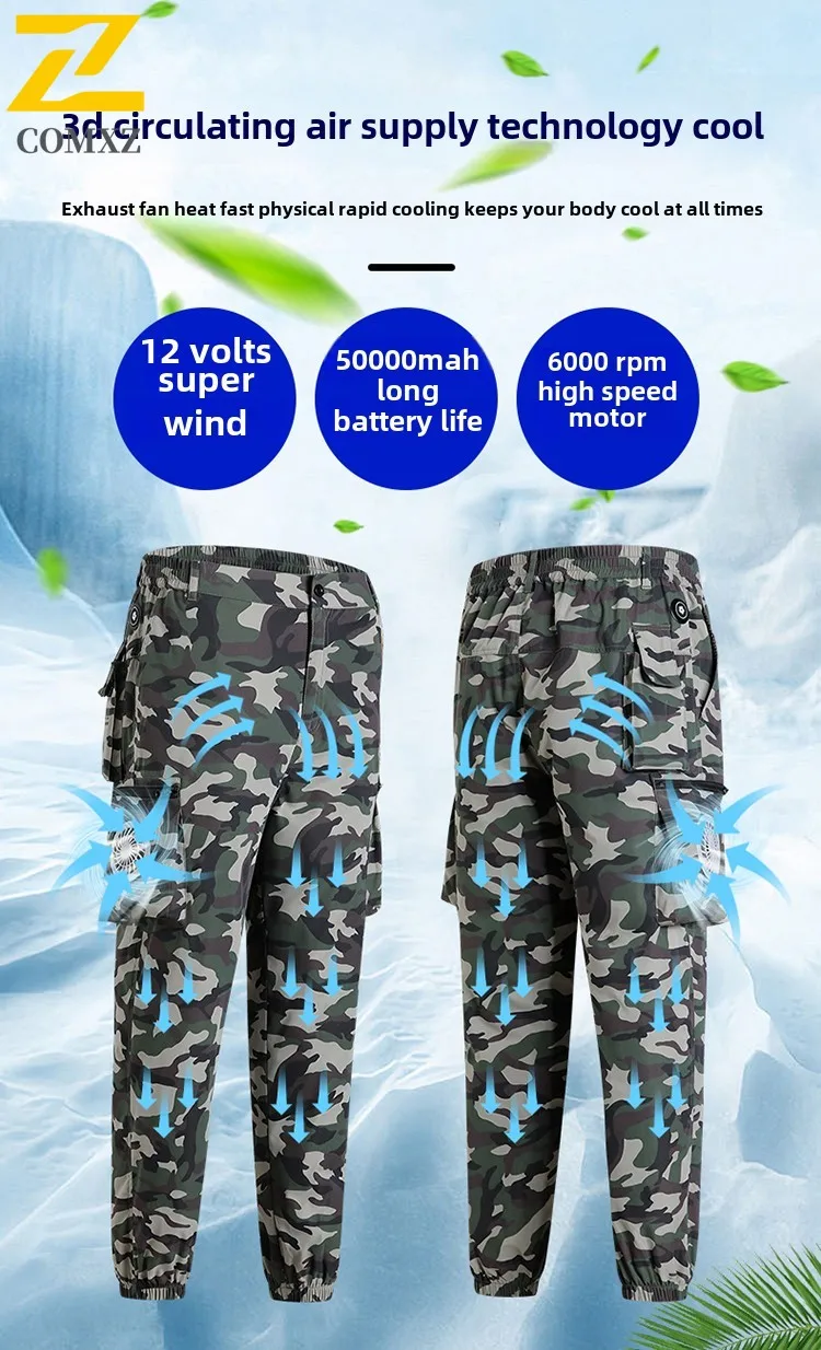 Summer Pants With Fan For Cooling Air Conditioning Pants Overalls Construction Site Heat Protection Wear-resistant Refrigeration