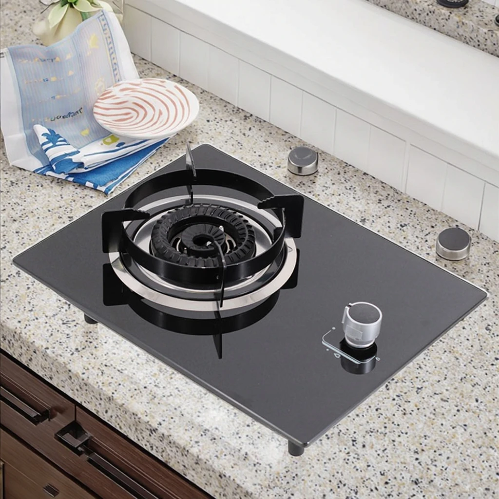 Piano cottura a gas cinese a bruciatore singolo - Piano cottura da incasso per cucina domestica, fornello commerciale in acciaio inossidabile con funzionalità di sicurezza