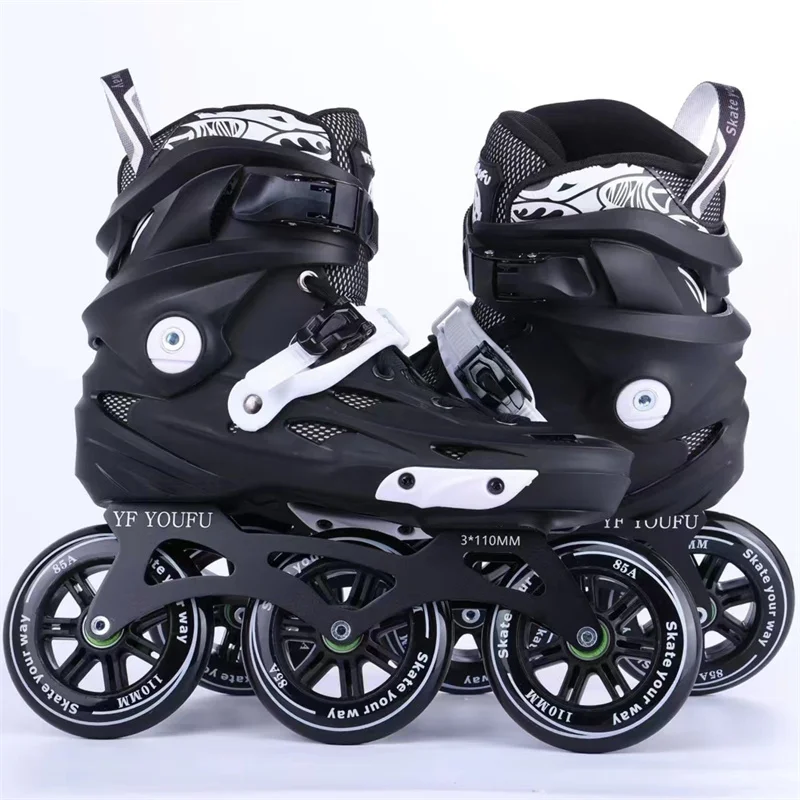 3X110mm Big Wheel Inline Skates Shoes for Outdoor Speed Skating Patines Street Road 3 Wheels 110mm Race for Boys Girls Roller