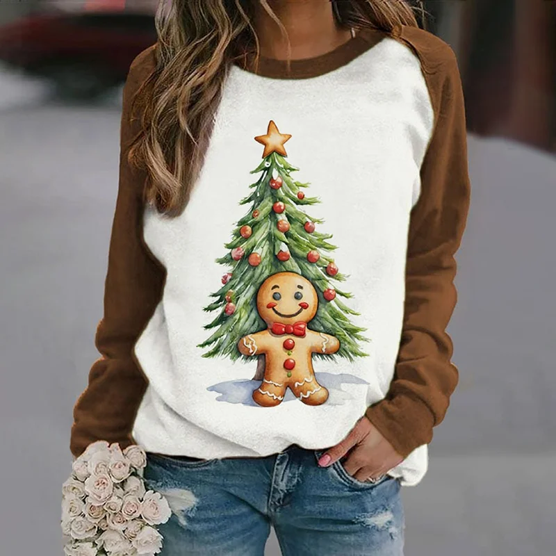 Suéter de cuello redondo con estampado de gato de dibujos animados para mujer, Jersey informal de manga raglán, Top de otoño