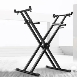 Folding Piano Stand Load Capacity 120Kg Height Adjustable for 25-88 Key Electronic Piano Scalable Corner Protectors Anti Drop