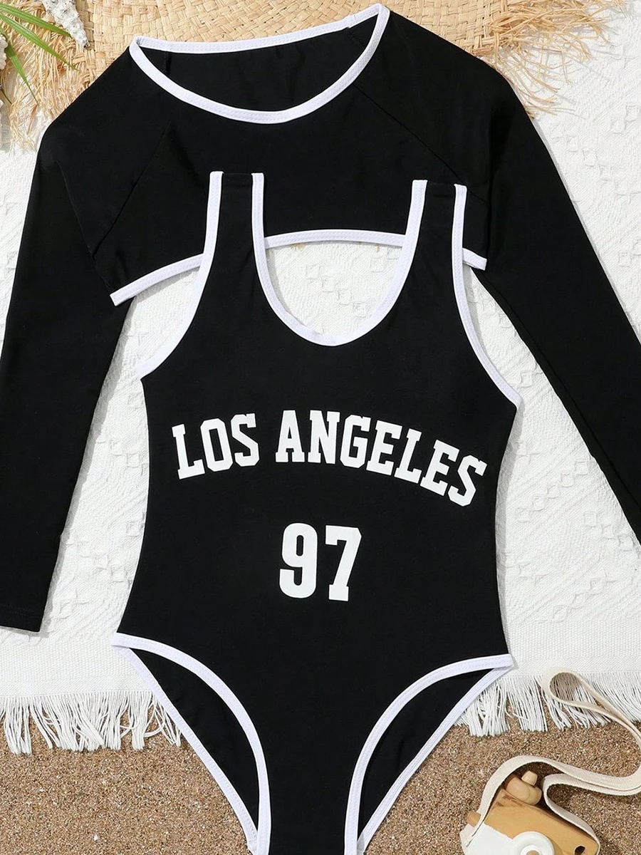 

2026 Print Girls Swimsuit Two Piece Kids Swimwear Female Children's Bathers Bathing Swimming Swim Suit Beachwear