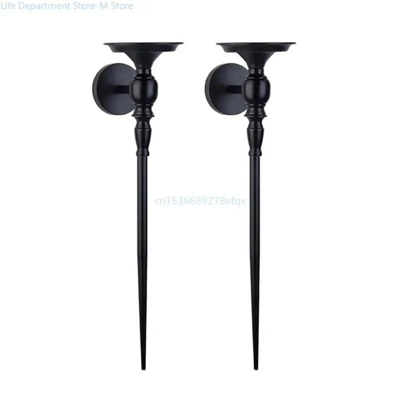 

Iron Sconces Set of 2 Wall Mounting Elegant Black Holders Metal Hanging Candlestick Home and Party Decors