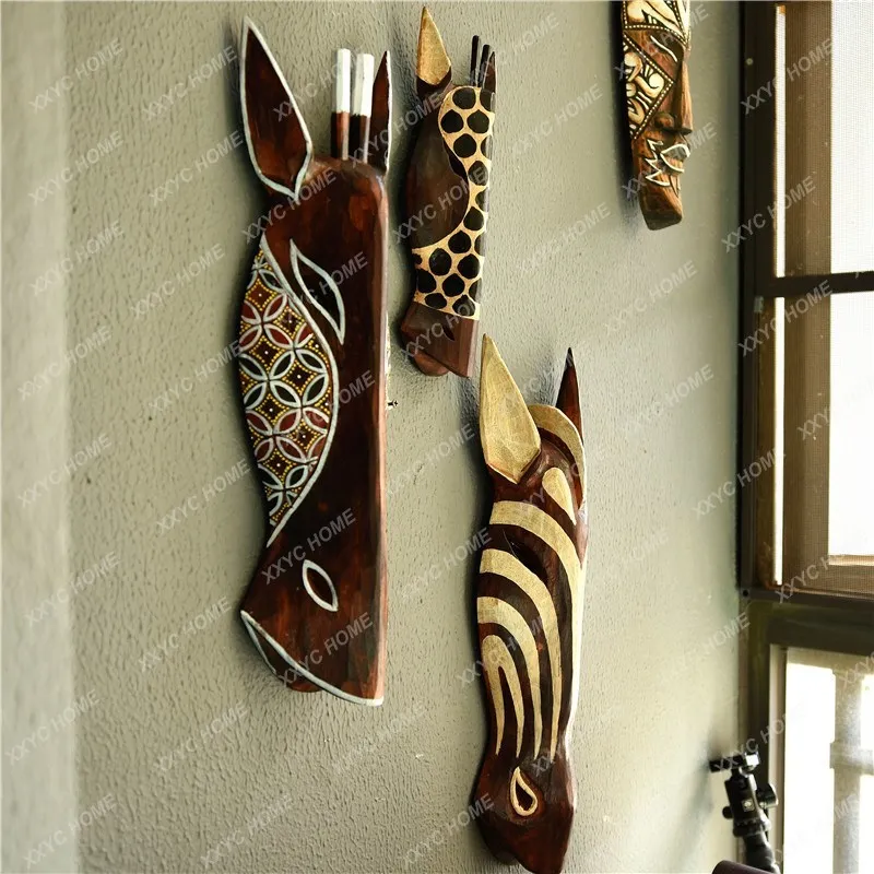 Mashima style wall decoration bar l wall decoration three-dimensional entrance corridor   creative homestay real wood carving