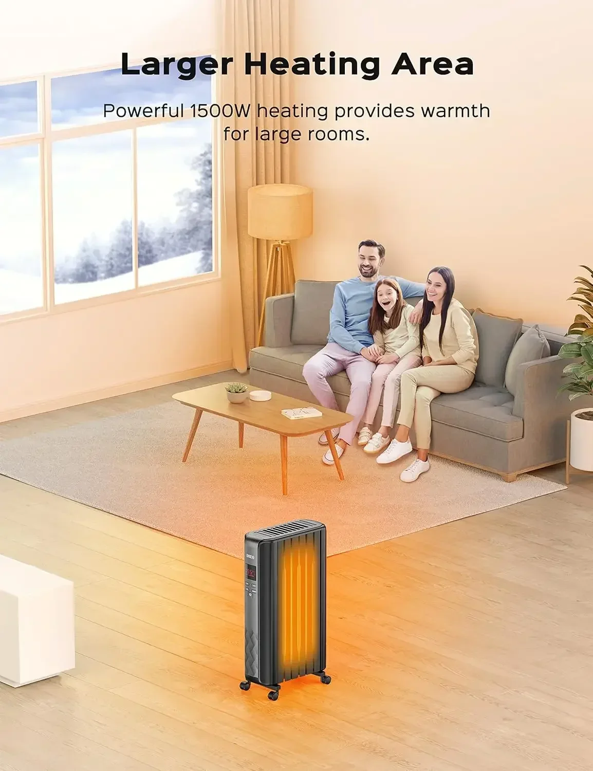 

XMSJ-Oil Filled Radiator Heater, Electric Radiant Heater with Remote Control, 4 Modes, Overheat & Tip-Over Protection, 24h Timer