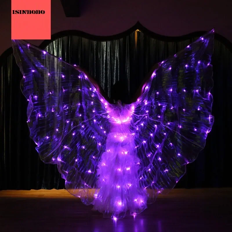 6 Colors Automatic Shift LED Luminescent Wings 360 Degree Butterfly Dancing Luminescent Projects Performing Belly Wings