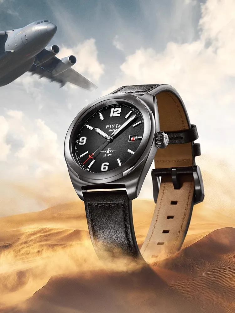 ساعات ميكانيكية أوتوماتيكية من Fiyta للرجال، ساعات رجالية عصرية مقاومة للماء بطول 100 متر من كريستال الياقوت المقاوم للصدأ